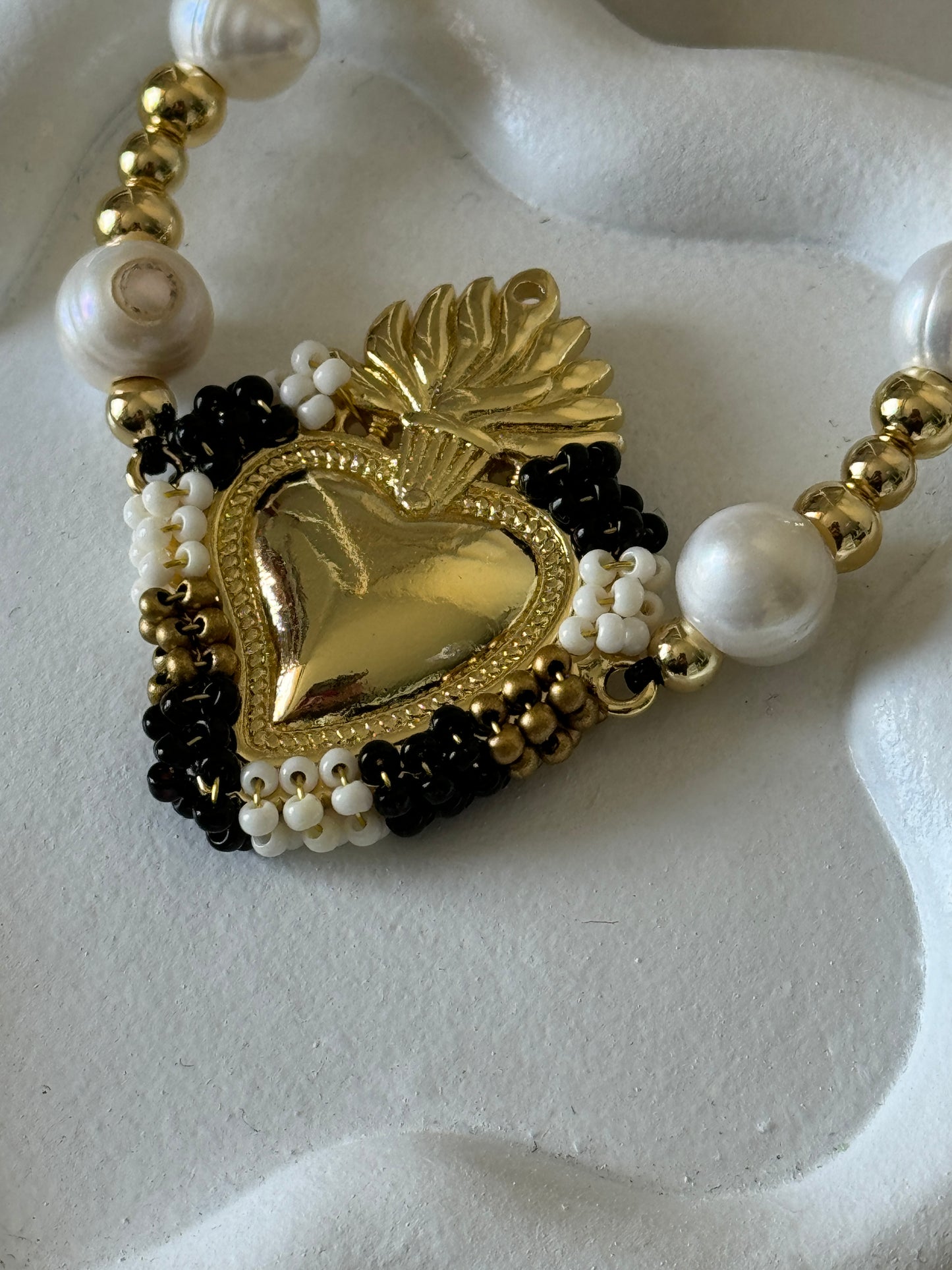 Freshwater Pearl with Heart Bracelet