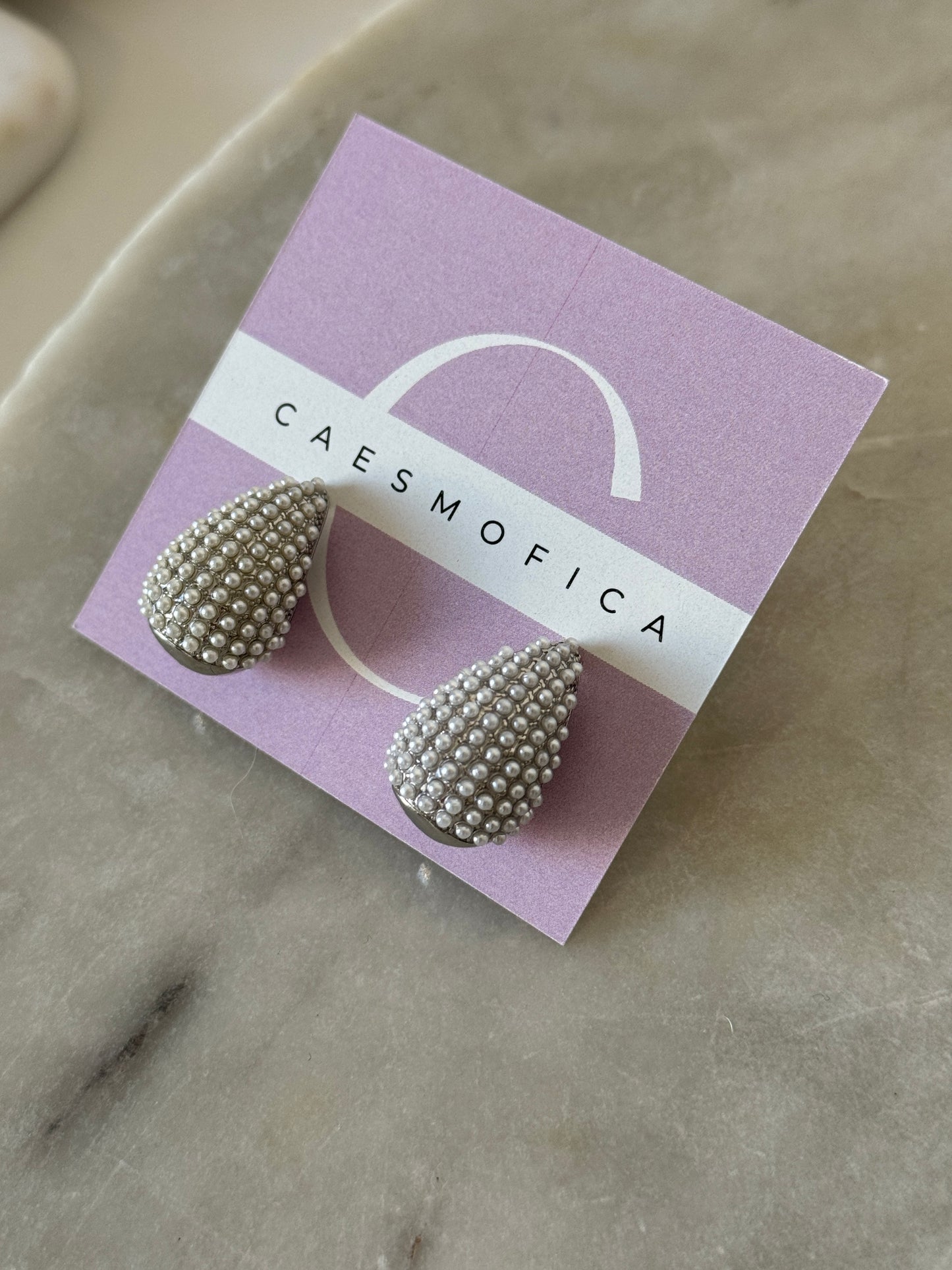Silver Pearl Hoops