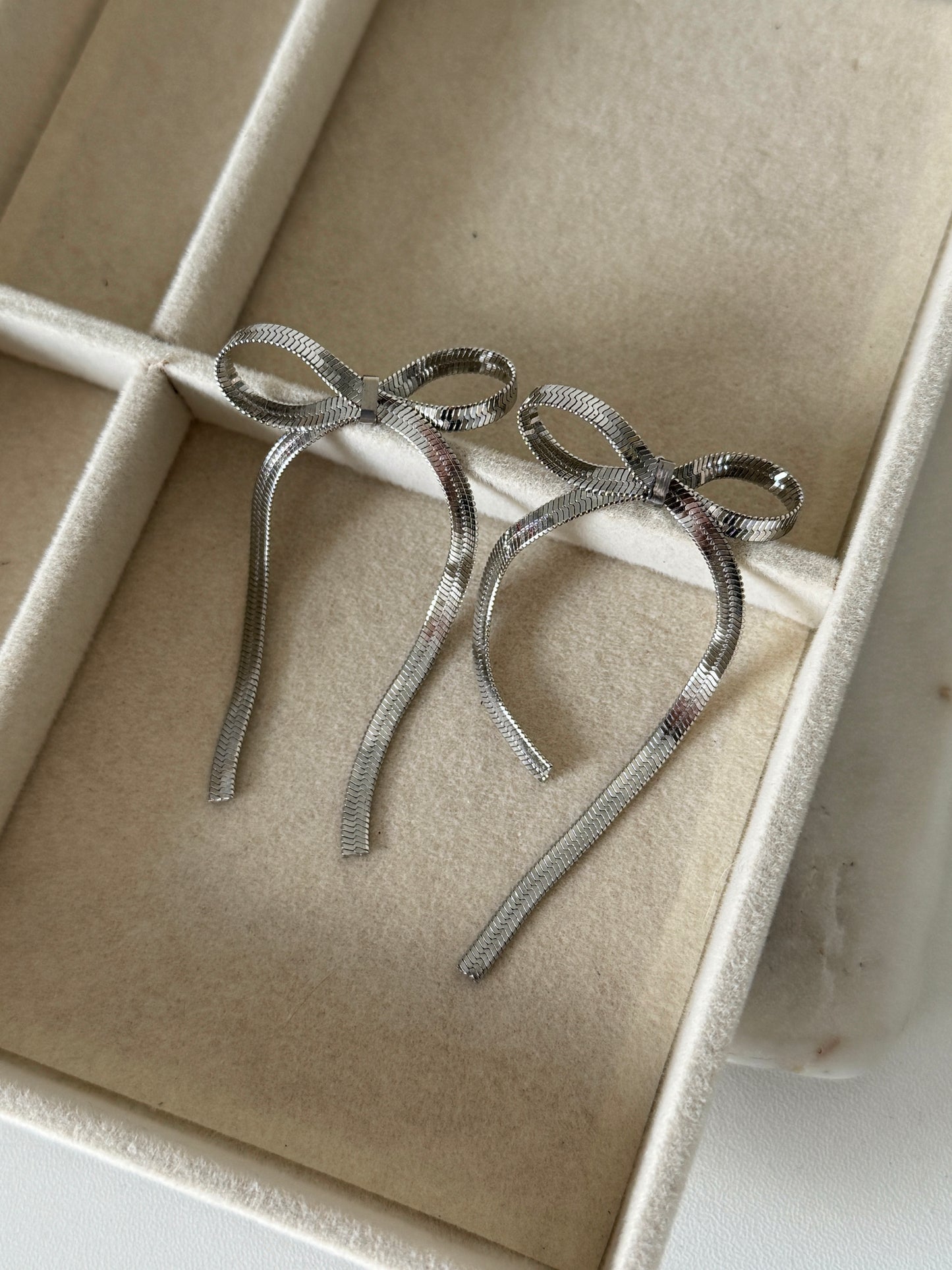 Silver Bow Earrings