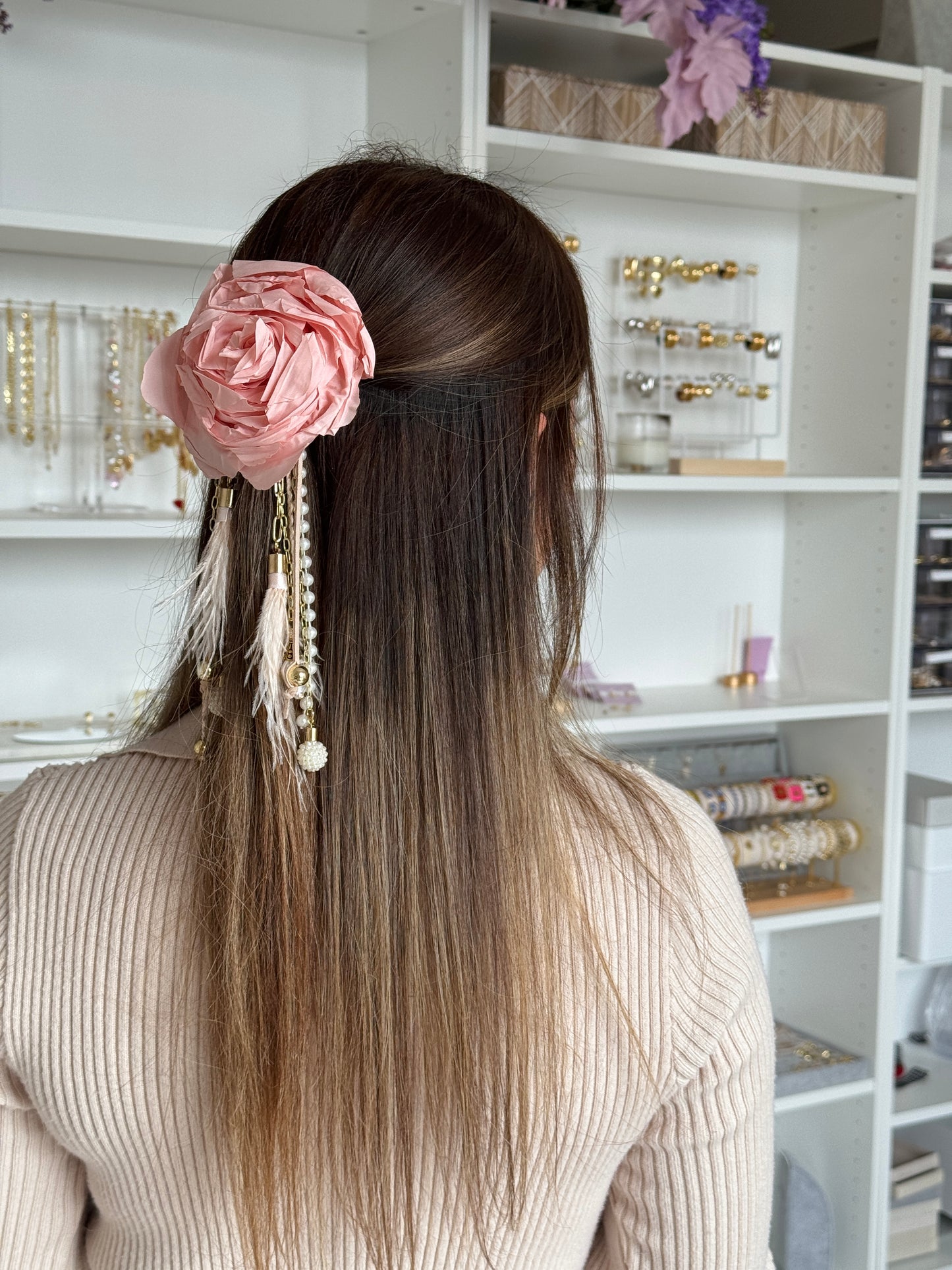 Floral and Pearl Clip