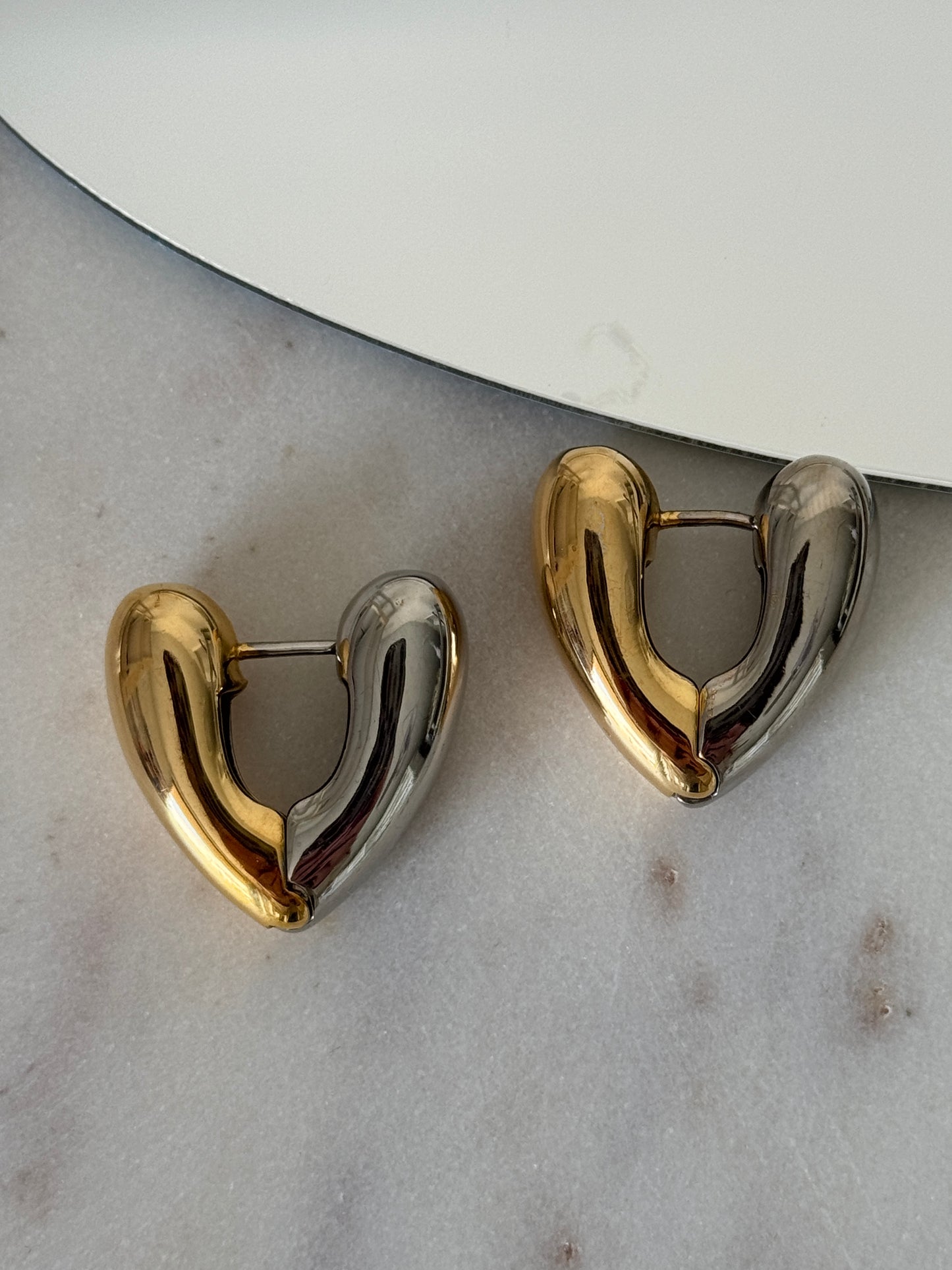 Heart Gold and Silver Earrings