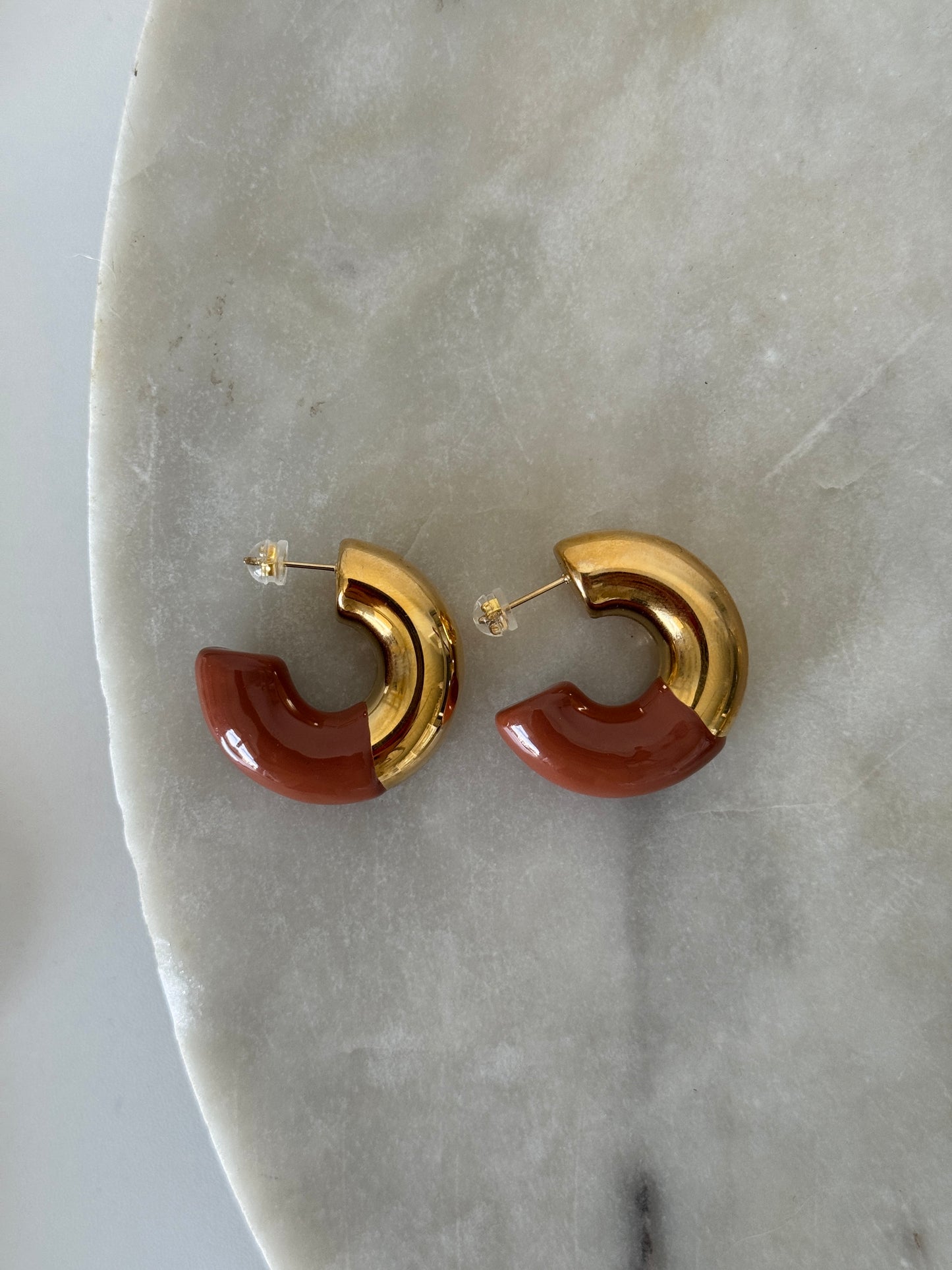 Gold and Brown Hoops