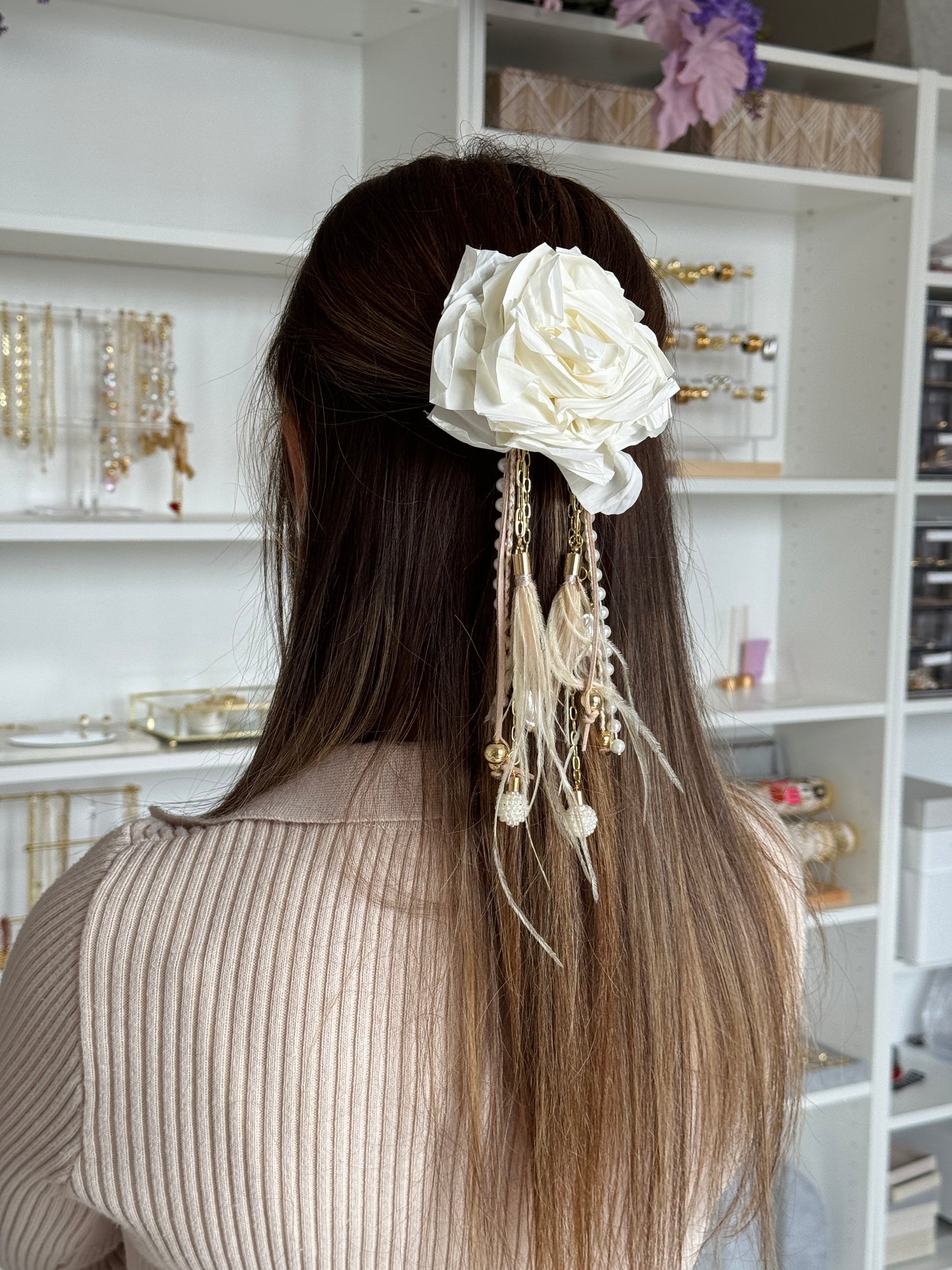 Pearl and Floral Clip